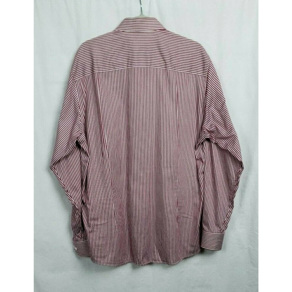 Dressmann.com Mens Button Down Shirt Long Sleeves Sz 43/44 XL Red/White Stripe - Picture 3 of 10
